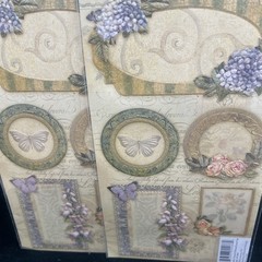K & Company Elizabeth Brownd Embossed Stickers Floral Butterflies Lot Scrapbook