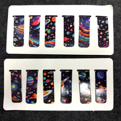 Set of 6 Universe Galaxy Magnetic Bookmarks, Starry Sky Magnet Page Book Markers