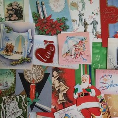 Vintage Junk Journal Paper Lot Ephemera Craft Bundle Old Photos Christmas Cards
