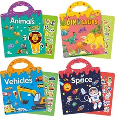 Reusable Sticker Books Set for Toddlers 1-4 | Fun Activity Pads with Toy Sticker