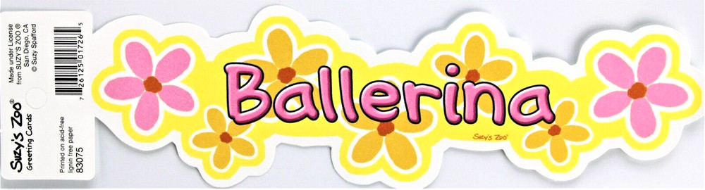 Suzy’s Zoo – «Ballerina» Gift/Tag Bookmark Door Hanger #83075 Pink Yellow