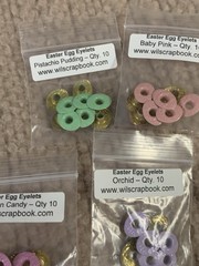 Scrapbooking Eyelet Lot Of 7 Easter Theme Easter Egg Bunny Pastel Mint Pink Blue