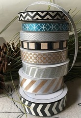 Lot of 9 Rolls of Glitter Ribbon Mixed 3yds x 7/8″- 5/8″- 3/8″w American Crafts