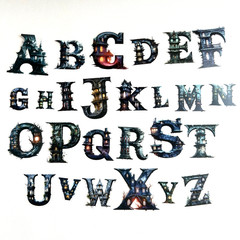 Halloween Haunted House Alphabet Letter Stickers Goth Scrapbooking Journaling