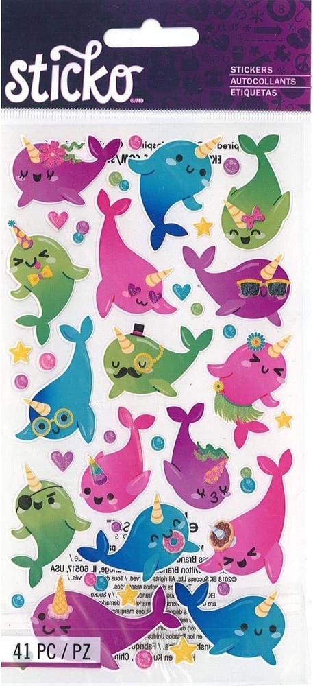 Sticko Silly Narwhals Sea Life Stickers Papercraft Planner Party Supply Crafts