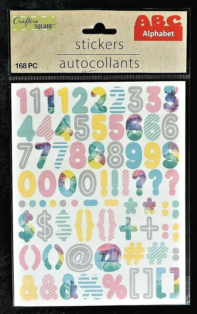 168pc Number & Symbol Stickers Crafter’s Square Multi-Color Pastels !?*%$#()[]@+