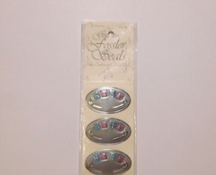 Fossler 16 (4 strips of 4) Vintage Envelope Seals~Diaper Pin Baby~ Stickers NIP