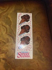 Vintage 1980s Illuminations Sweet Scents Chocolate Ice Cream Cone Sticker Sniff