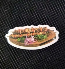 Vintage Fast Food Stickers Mediterranean Cuisine Meal Meat Shish Kebab Lot 3 Pcs