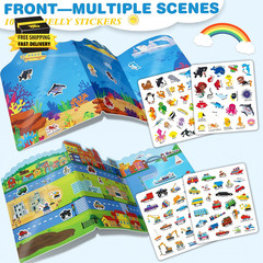 Reusable Jelly Sticker Books for Toddlers, 3D Waterproof Sticker Books, Travel T