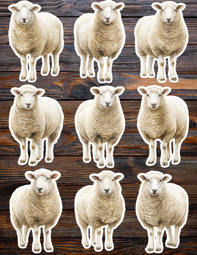 Sheep Die Cut Vinyl Stickers Set Scrapbooking Laptop Water Bottle