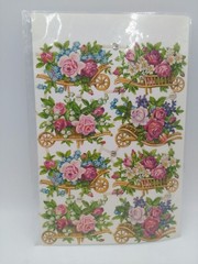 Vintage PZB Pastel Flower Cart Scraps ~ Germany