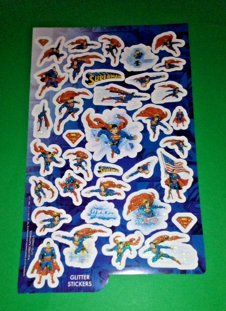 DC Comics Superman Glitter Sticker Sheet Scrapbooking