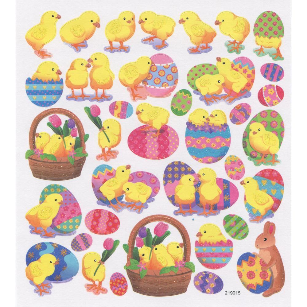 Scrapbooking Crafts Stickers Easter Chicks Eggs Bunny Baskets Colorful Flowers