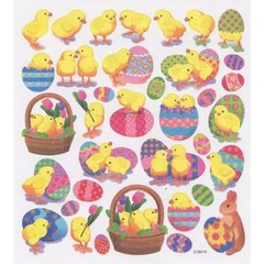 Scrapbooking Crafts Stickers Easter Chicks Eggs Bunny Baskets Colorful Flowers