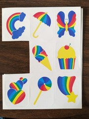 Vintage 1980s Rainbow Sparkle Prismatic Mirror Lisa Frank Hambly Pride Stickers