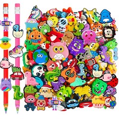 100 Pcs Pencil Topper Decoration,Mixed Style Pen Straw Clips Toppers Charms f…