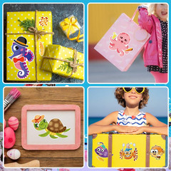 24 Sheets Make Your Own Sea Animals Stickers for Kids Toddlers, Make-A-Face Stic