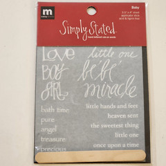 NEW 4 Pkgs Rub-Ons BABY White Blue Words Footprint Inspirables Making Memories-Z