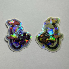 2pc Holographic Mushroom Stickers/Decals, Multicolor Scrapbooking