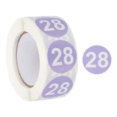 Number 28 Stickers 1″ Round Coded Adhesive Label Lavender Purple 500Pcs/Roll