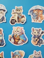 STICKERS x 10 Cat Kitty Bike Vintage Coat Pilot Kitten Cartoon CAT4