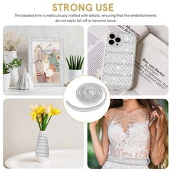 2 Rolls Rhinestone Lace Self Adhesive Crystal Stickers Bling Strip