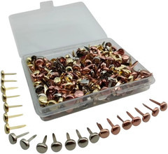 300 Pieces 6Mm round Brads, Paper Fasteners Metal Brads with Storage Box, Paper