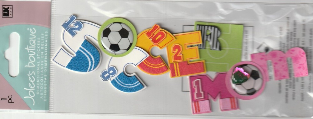 Vintage Jolee’s Title Waves SOCCER MOM theme 3-D sticker 79045 Fast FREE ship!