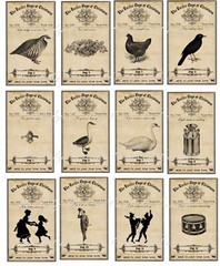 CHRISTMAS 12 DAYS OF CHRISTMAS STICKERS LABELS SCRAPBOOKING GLOSSY LAMINATED