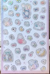 Amifa Kira Kira Animal PVC Sticker Kawaii Cat Kitten Rabbit Sweets Summer JAPAN