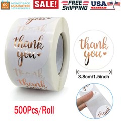 1.5Inch Thank You Stickers Roll 500 Pcs Rose Gold Thank You Stickers Lables Tags