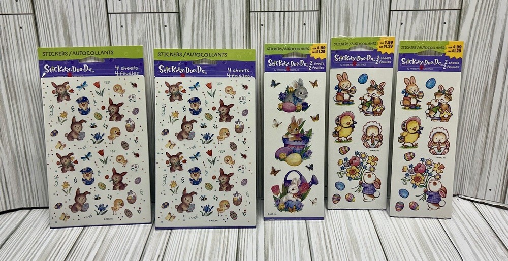 American Greetings Stickety Doo Da Stickers Easter Bunny Rabbit Chicks Set of 5