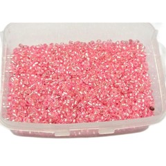 4000 pcs Pink Color Glass Beads 2mm Silver Foil lined + Storage Box Jewelry