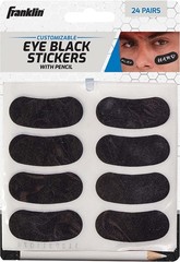 Non-Toxic Eye Black Stickers for Kids and Adults – 24 Pairs with White Pencil