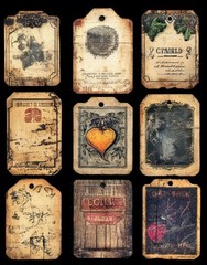 Vintage Distressed Tags Set Junk Journal Scrapbook