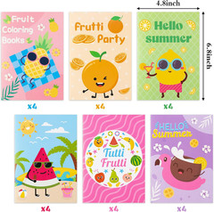 24Pcs Fruit Coloring Books with Watermelon Pineapple Lemon Banana Orange Coconut