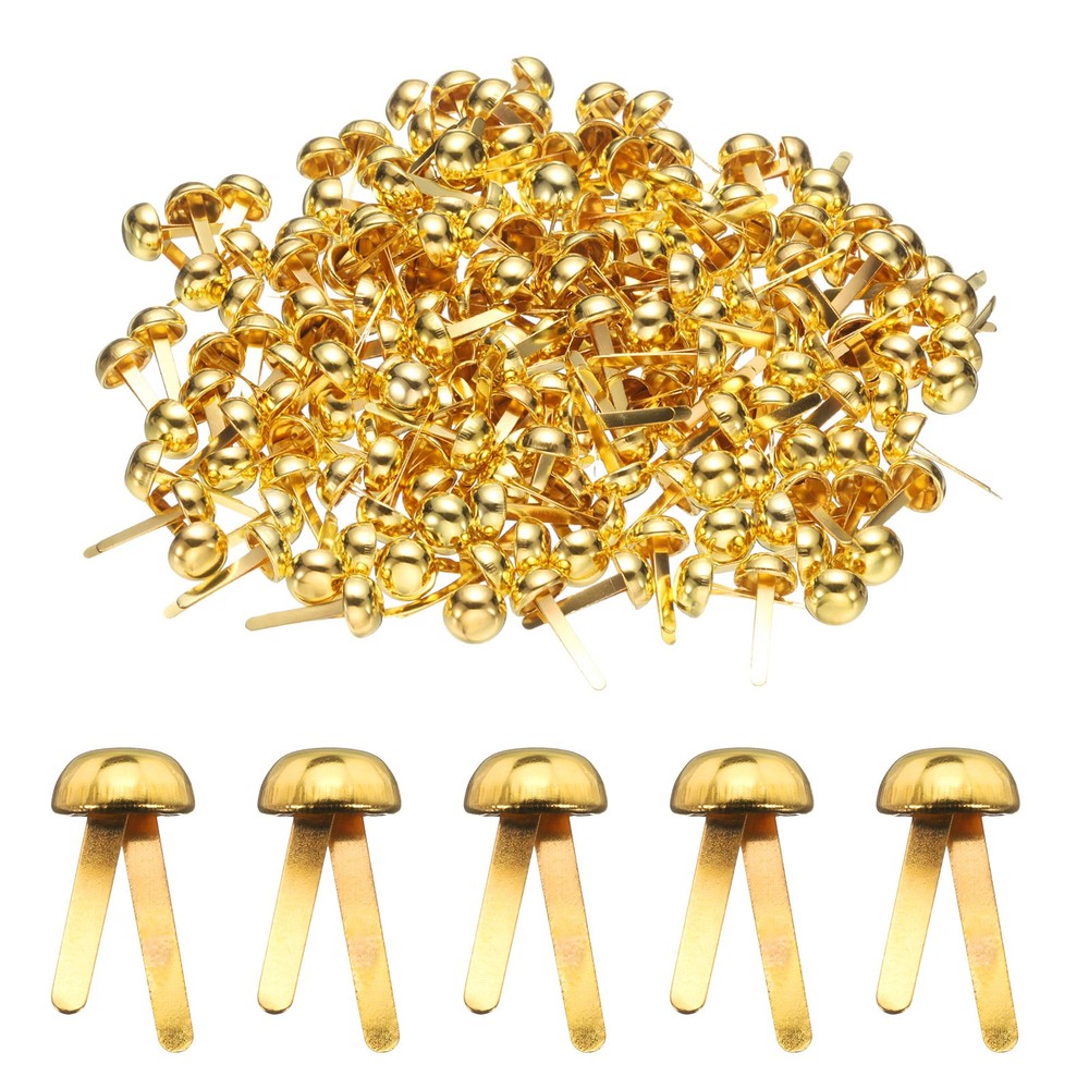 100pcs Brads Paper Fastener 8mmx17mm Metal Split Pin for Paper Craft Gold,