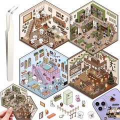 DIY 3D House Stickers Set of 4 Create Your Own Scenes Warm Home Supermarket