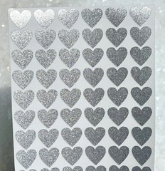 Silver Shimmer Glitter Heart Sticker Sheet! – Choose a Size – Cute & Sparkly!