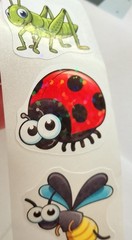 30 Sparkly Cartoon Bug Insect Stickers/Scrapbooking/Crafts/Journals/Diary/1 inch