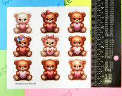 Teddy Bears & Hearts Sticker Sheet Style 3