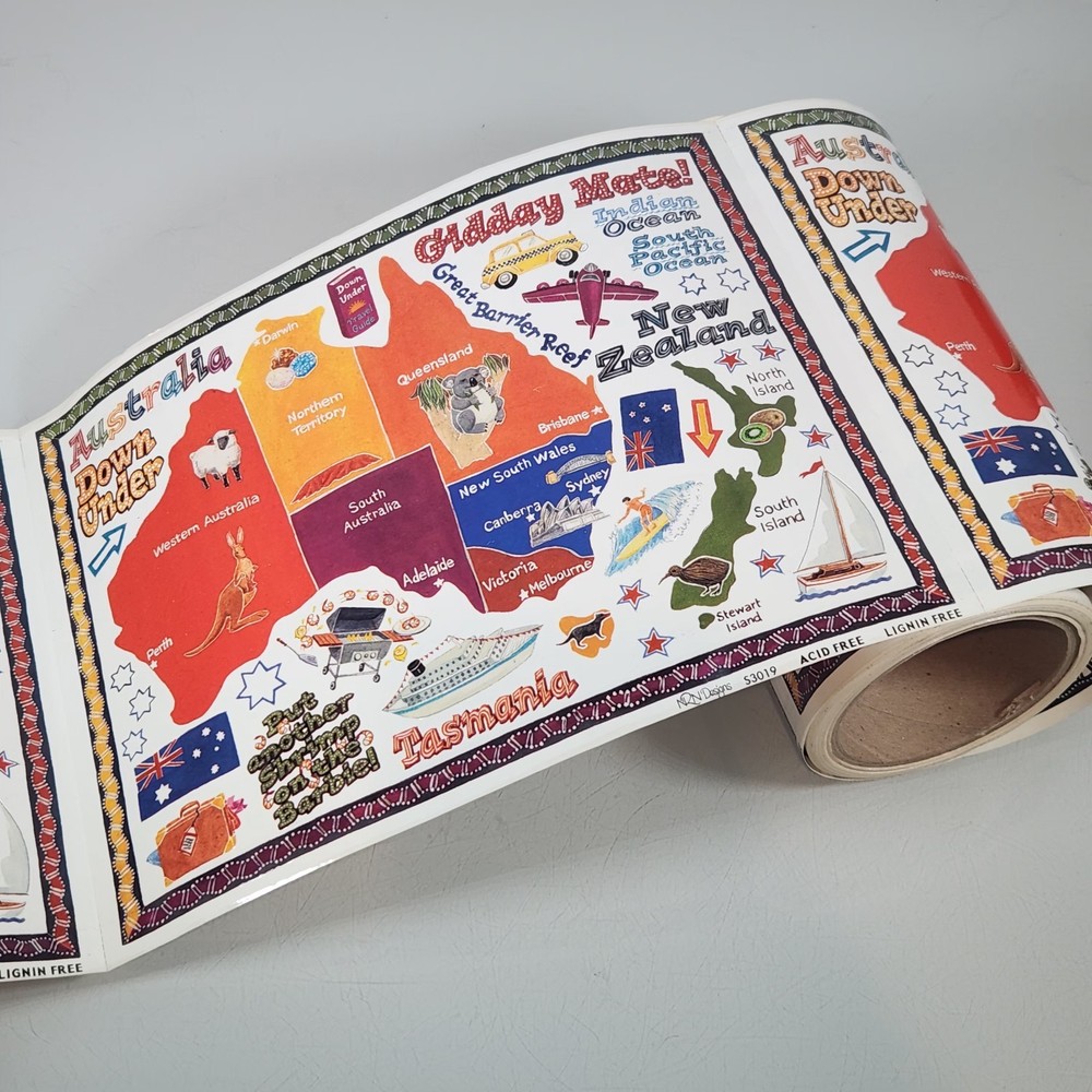 Vintage NRN Designs Australia Country Travel Sticker Roll Lot of 45 Large Sheets