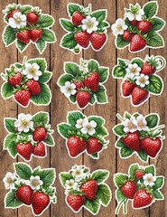 Retro Strawberry Die Cut Vinyl Stickers Set Scrapbooking Laptop Waterbottle
