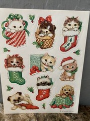 Hallmark 1983 Vintage Stickers Holidays Christmas Cute Puppies Kittens Puppy