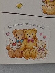 Vtg Teddy Bear Stickers Religious Christian Love One Another God’s Gift Rejoice