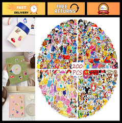 200Pcs Princess Stickers Pack – Cute Cartoon Decals for Kids, Teens & Adults – W