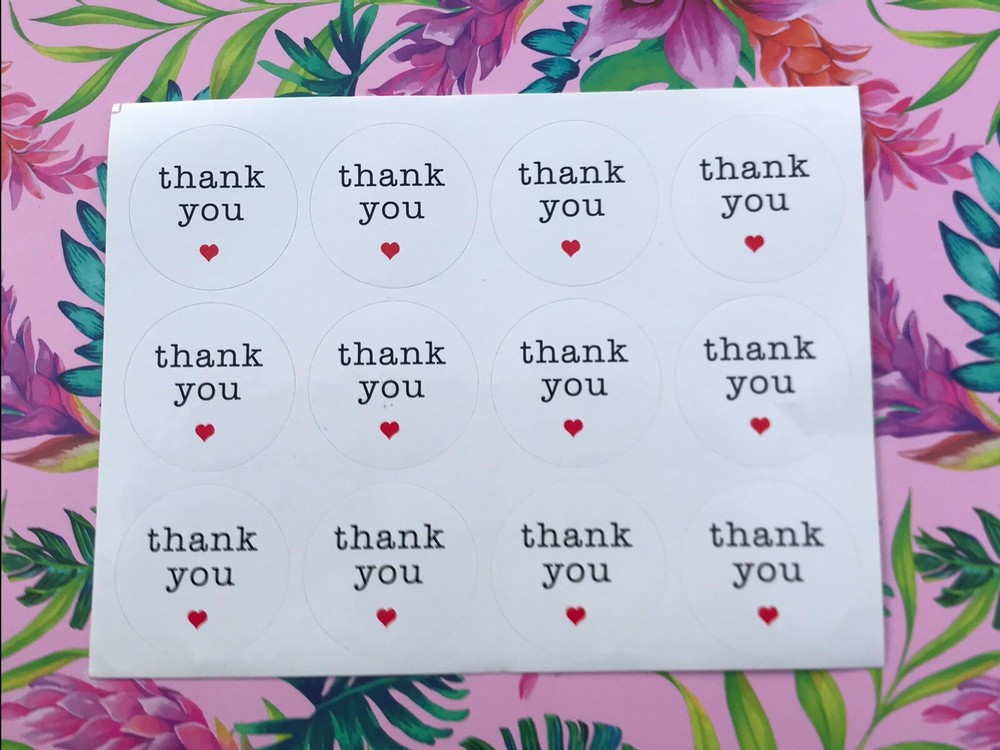 36x Thank You 3.5cm Kraft Paper Seal Stickers Favour Box Invitation Wedding