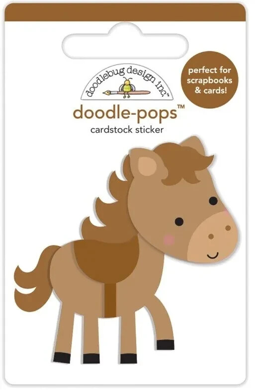 Doodlebug Doodle-pop 3D Stickers Giddy-Up Brown Horse Pony Saddle