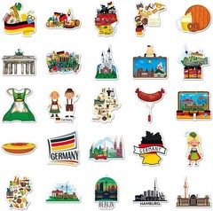 50 PCS Germany Travel World Stickers City Landmark Vacation Waterproof Vinyl
